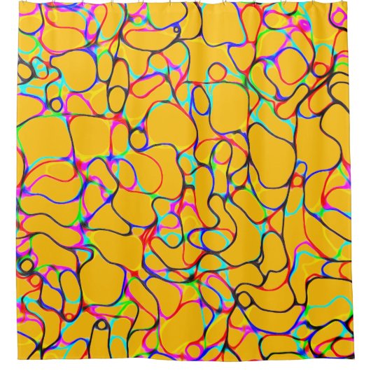 Multicolored Curvy Line Pattern Duschvorhang (Vorderseite)