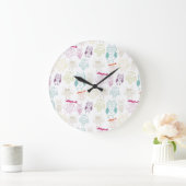 Multicolored Doodle Owls Große Wanduhr (Zuhause)