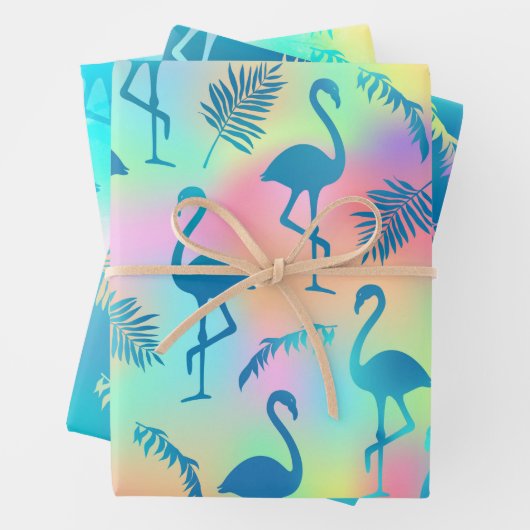 Multicolored Flamingos Geschenkpapier Set (Beispiel)