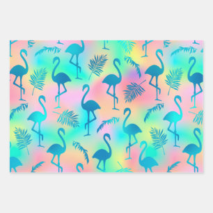 Multicolored Flamingos Geschenkpapier Set