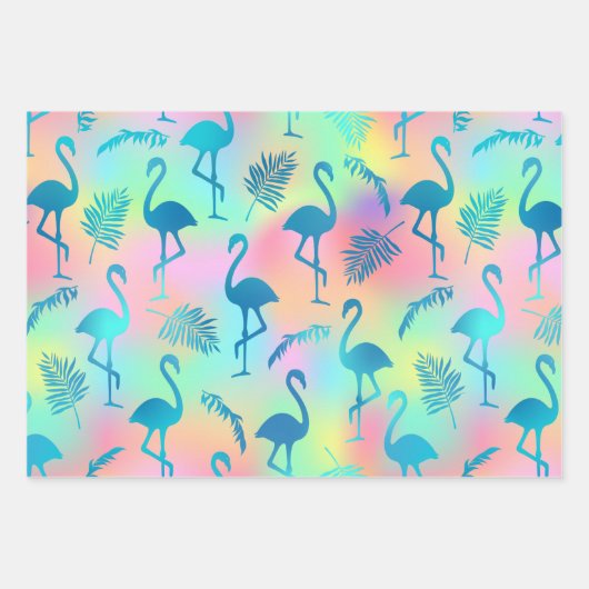 Multicolored Flamingos Geschenkpapier Set (Vorderseite)