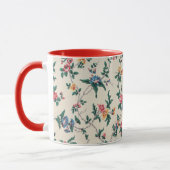 Multicolored flower pattern, red trim, tasse (Links)