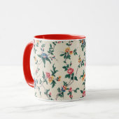 Multicolored flower pattern, red trim, tasse (Vorderseite Links)