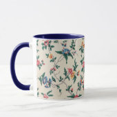 Multicolored flower pattern with navy trim, tasse (Links)