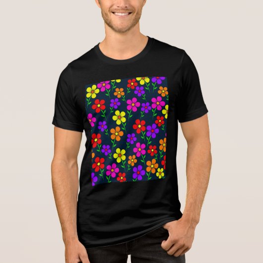 Multicolored Flowers Floral Pattern-34654 Tri-Blend Shirt (Vorderseite)