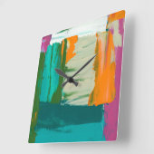 Multicolored Free Expression Painting Quadratische Wanduhr (Winkel)