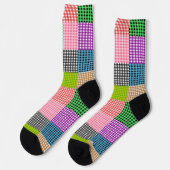 Multicolored Gingham Patchwork Kariert Pattern Socken (Linkes Detail)
