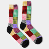 Multicolored Gingham Patchwork Kariert Pattern Socken (Rechts)