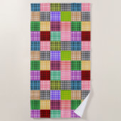Multicolored Gingham Patchwork Kariert Pattern Strandtuch (Vorderseite)