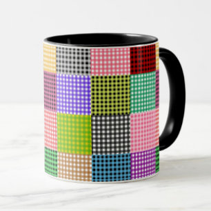 Multicolored Gingham Patchwork Kariert Pattern Tasse
