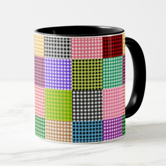 Multicolored Gingham Patchwork Kariert Pattern Tasse