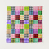 Multicolored Gingham Patchwork Kariert Pattern Wandteppich (Vorderseite (Horizontal))
