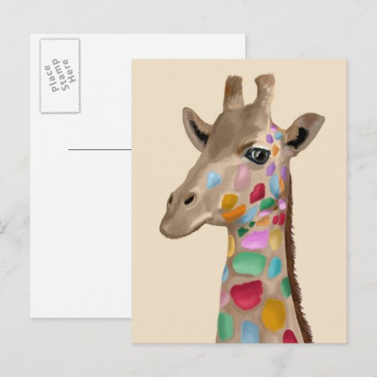 MultiColored Giraffe Postkarte (Vorne/Hinten)
