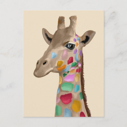 MultiColored Giraffe Postkarte (Vorderseite)