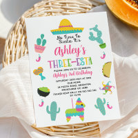 Multicolored Girls Fiesta Drei-Esta 3. Geburtstag