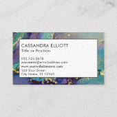 Multicolored & Gold Abstrakt Liquid Art Visitenkarte (Rückseite)