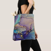 Multicolored & Gold Marbled Abstrakt Liquid Art Tasche (Von Nahem)