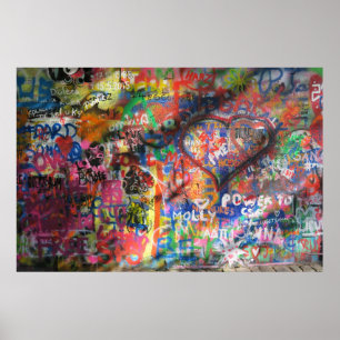 Multicolored graffiti on concrete wall poster