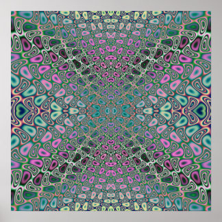 Multicolored Hologram Butterfly Fractal Abstract Poster