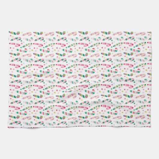 Multicolored Modern Candy Cane Geschirrtuch (Horizontal)