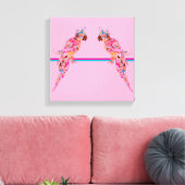 Multicolored Parrots on Pink Canvas Print Leinwanddruck (Insitu (Wohnzimmer))