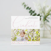 Multicolored Pink Polka Dots Funny Graduate Photo Ankündigung (Stehend Vorderseite)