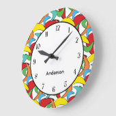 Multicolored Retro Boomerang Pattern Große Wanduhr (Winkel)