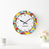 Multicolored Retro Boomerang Pattern Große Wanduhr (Zuhause)