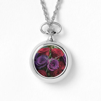 Multicolored Rose's Necklace Watch Armbanduhr