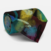Multicolored Scribbled Abstrakt Art Krawatte (Gerollt)