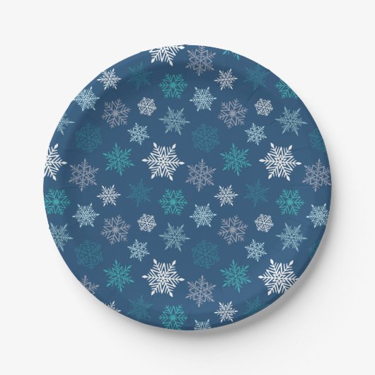 Multicolored snowflake pattern – winter christmas pappteller (Vorderseite)