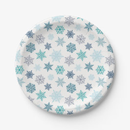 Multicolored snowflake pattern – winter christmas pappteller