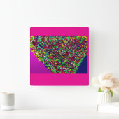 Multicolored Tree Between Worlds Quadratische Wanduhr (Zuhause)