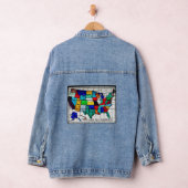 Multicolored United Staaten Map Vertretung ethnisc Jeansjacke (Hangar)