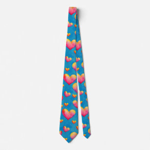 Multicolored Watercolor Heart Neck Tie Krawatte