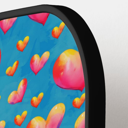 Multicolored Watercolor Hearts Pickleball Paddle (Linke Seite)