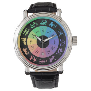 MULTICOLORED ZODIAC SIGN WRIST WATCH ARMBANDUHR