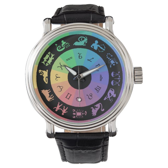 MULTICOLORED ZODIAC SIGN WRIST WATCH ARMBANDUHR (Vorderseite)