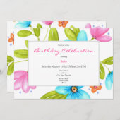 Multicolorful Watercolor Bouquet Einladung (Vorne/Hinten)