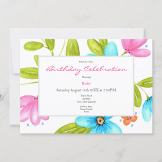 Multicolorful Watercolor Bouquet Einladung