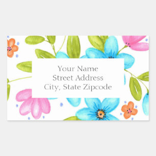 Multicolorful Watercolor Bouquet Labels Rechteckiger Aufkleber