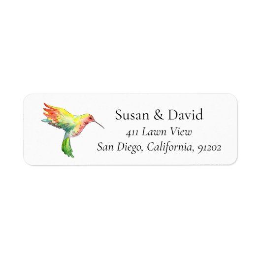 Multicolors Hummingbird Flying Address Label (Vorne)