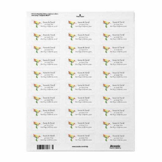 Multicolors Hummingbird Flying Address Label (Vorne)