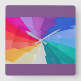 multicoloured vortex on square wall clock quadratische wanduhr