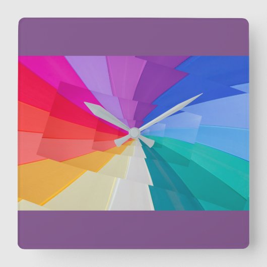 multicoloured vortex on square wall clock quadratische wanduhr (Vorderseite)