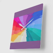 multicoloured vortex on square wall clock quadratische wanduhr (Winkel)