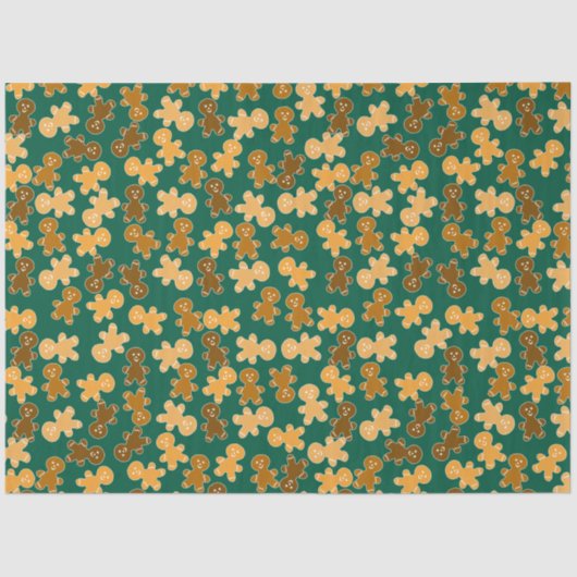 Multicultural Gingerbread Man Pattern on Green Seidenpapier (Vorderseite)