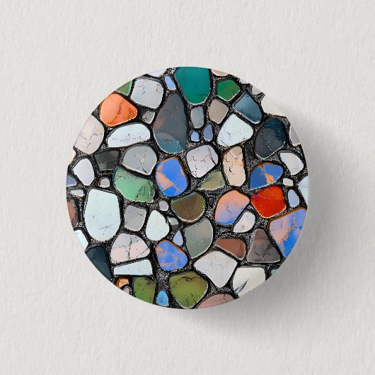 Multifarbene Steinmosaikmuster Button (Vorderseite)