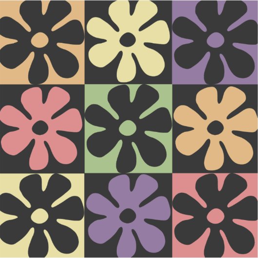 Multifarbige Retro Daisies der 1970er Jahre Aufkleber (Vorderseite)