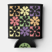 Multifarbige Retro Daisies der 1970er Jahre Dosenkühler (Vorderseite)